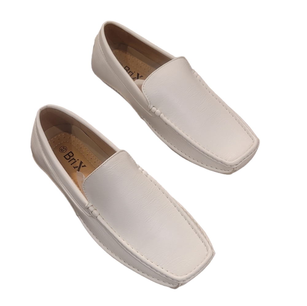 NWB! Brix Mens Crawford White Square Toe Casual Loafers 9